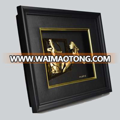 32*25cm Wall Decoration Ancient War Riding Archery Photo 3D 24K Gold Foil Frame