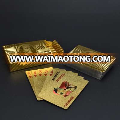 New Design Birthday Gift 100 dollar Design Poker 24K Gold Foil Plated Playing Card