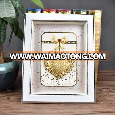 Valentines Day Gift Love Heart Picture 3D 24K Gold Leaf Frame