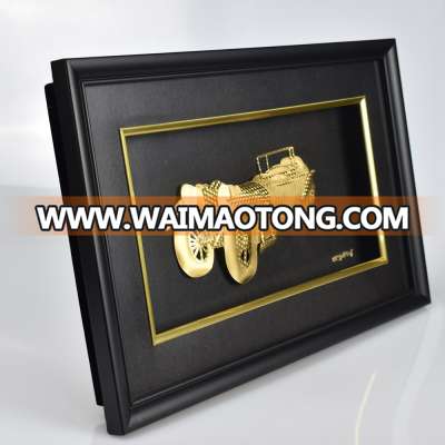 Hot sale Wall Decoration Old Car Design 3D 24K Gold Plated Frame With Gift Box